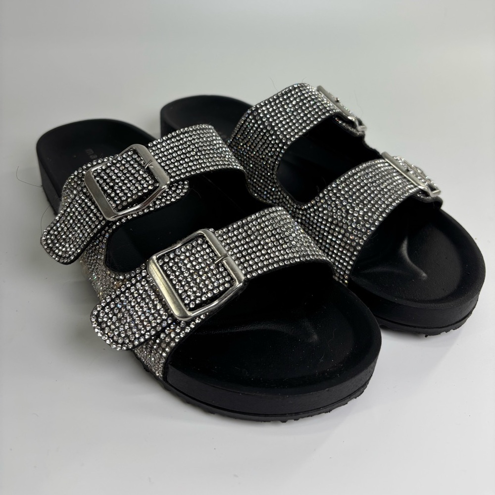 Madden Girl Teddy R rhinestone sandals 7.5 slip on 2 strap
